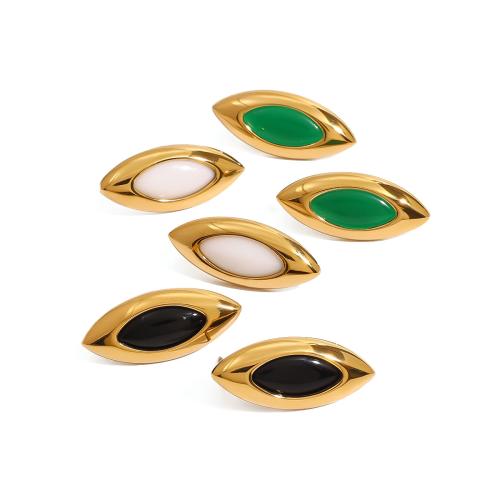 Achat Ohrring, 304 Edelstahl, mit Achat, goldfarben plattiert, Modeschmuck & für Frau, keine, verkauft von Paar
