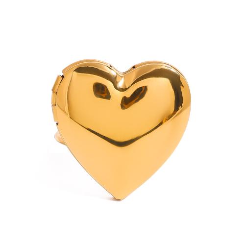 304 Edelstahl Medaillon Ring, plattiert, Modeschmuck & für Frau & hohl, goldfarben, verkauft von PC