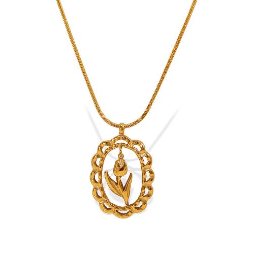 Stainless Steel Jewelry Necklace, 304 Stainless Steel, plated, fashion jewelry & for woman & hollow, golden, Sold By PC