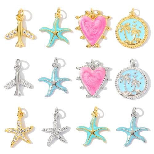 Stainless Steel Pendants, 304 Stainless Steel, plated, DIY & micro pave cubic zirconia & enamel, more colors for choice, 3PCs/Bag, Sold By Bag