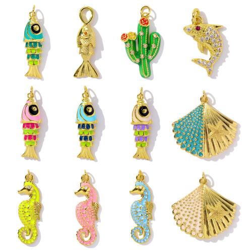 Stainless Steel Pendants, 304 Stainless Steel, plated, DIY & micro pave cubic zirconia & enamel, more colors for choice, 3PCs/Bag, Sold By Bag