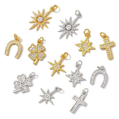 Stainless Steel Pendants, 304 Stainless Steel, plated, DIY & micro pave cubic zirconia, more colors for choice, 3PCs/Bag, Sold By Bag