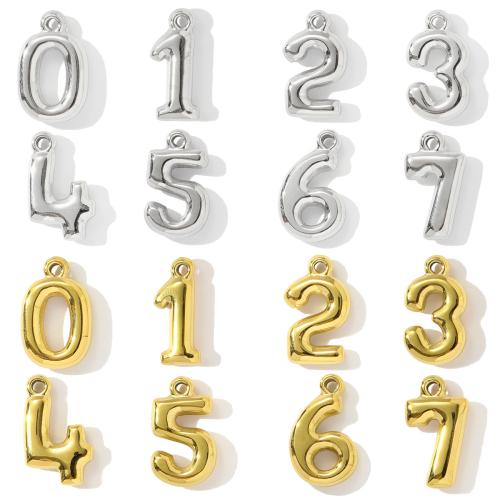 Stainless Steel Letter Pendants, 304 Stainless Steel, Number, plated, DIY, more colors for choice, 3PCs/Bag, Sold By Bag