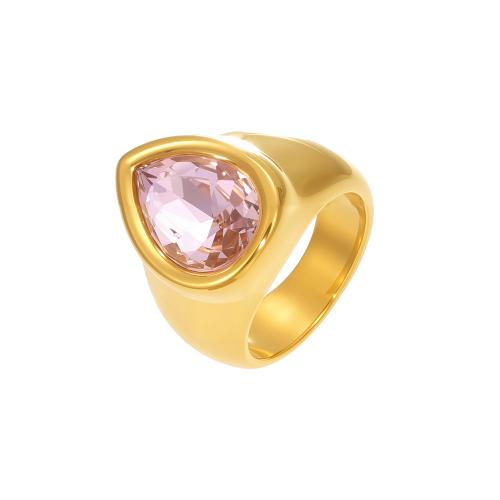 Zirkonia Edelstahl-Finger- Ring, 304 Edelstahl, Tropfen, plattiert, verschiedene Stile für Wahl & Micro pave Zirkonia & für Frau, keine, verkauft von PC