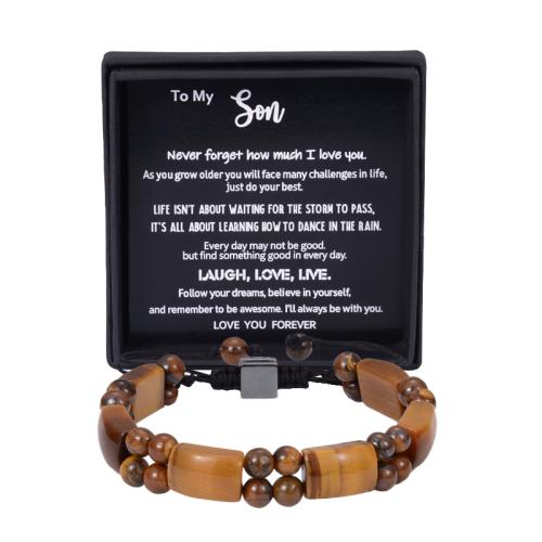 Tiger Eye Bracelet, with Wax Cord & Magnetic Hematite, handmade, different designs for choice & for man, Length:Approx 7-10 Inch, Sold By PC