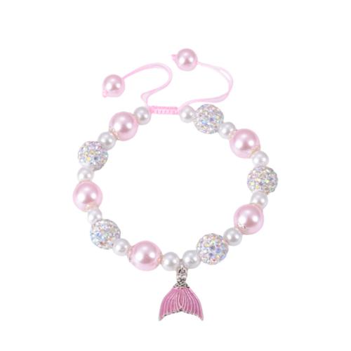 Shell Pearl bracelet, avec cordon de polyester & alliage de zinc, Queue de sirène, réglable & pour femme & émail & avec strass, Vendu par PC