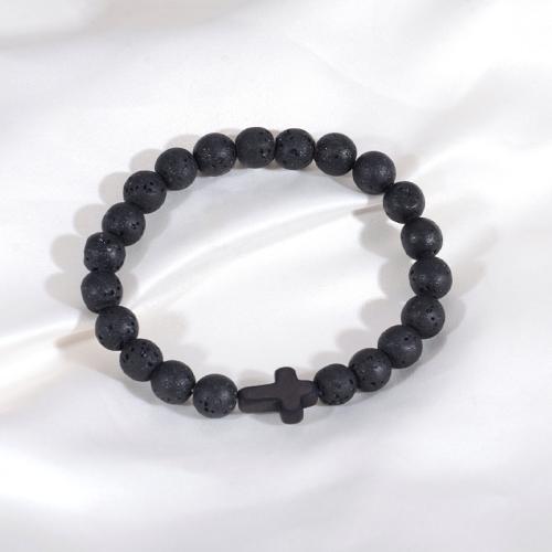 Lava Bracelet, Cross, handmade, fashion jewelry & Unisex, Length:Approx 8.3 Inch, Sold By PC