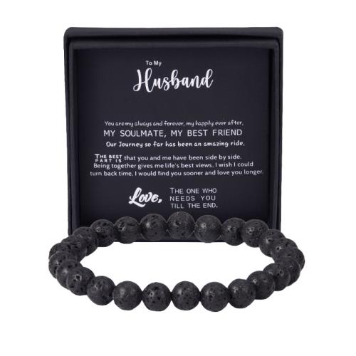 Lava Bracelet, Round, handmade, different designs for choice & for man, beads length 8mm, Length:Approx 8.5 Inch, Sold By PC