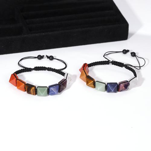 Natural Stone Bracelet, with Polyester Cord, Geometrical Pattern, handmade, Unisex & adjustable, Length:Approx 6.3-11.2 Inch, Sold By PC