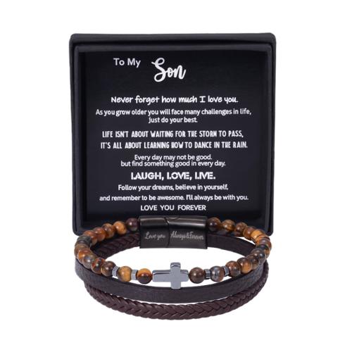 PU Leather Bracelet, with Lava & 304 Stainless Steel, Cross, fashion jewelry & Unisex & different size for choice, more colors for choice, Sold By PC