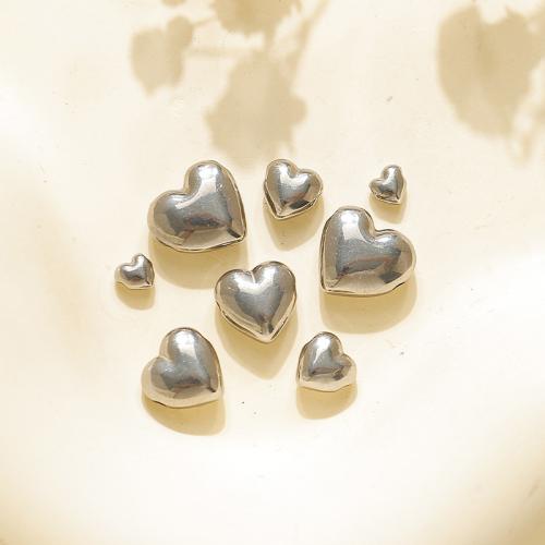 Stainless Steel Beads, 304 Stainless Steel, Heart, silver color plated, DIY, silver color, 100PCs/Bag, Sold By Bag