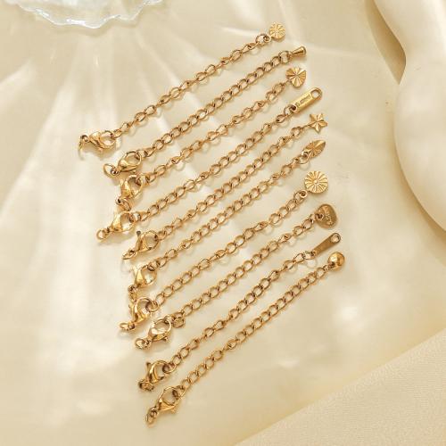 Chaîne d’acier inoxydable Extender, Acier inoxydable 304, Placage de couleur d'or, DIY, doré, 100PC/sac, Vendu par sac