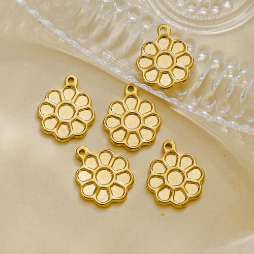 Stainless Steel Flower Pendant, 304 Stainless Steel, gold color plated, DIY, golden, 10PCs/Bag, Sold By Bag