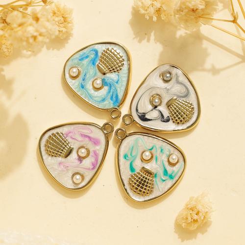 Edelstahl Schmuck Anhänger, 304 Edelstahl, mit Kunststoff Perlen, goldfarben plattiert, DIY & Emaille, goldfarben, 10PCs/Tasche, verkauft von Tasche