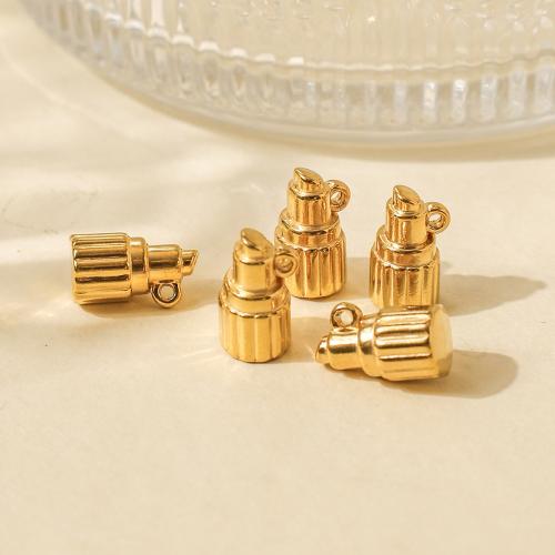 Edelstahl Schmuck Anhänger, 304 Edelstahl, Lippenstift, goldfarben plattiert, DIY, goldfarben, 10PCs/Tasche, verkauft von Tasche
