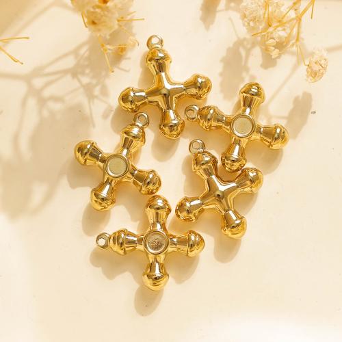 Edelstahl-Kreuz- Anhänger, 304 Edelstahl, goldfarben plattiert, DIY, goldfarben, 10PCs/Tasche, verkauft von Tasche