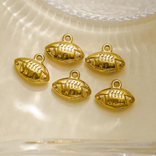 Bijoux pendentifs en acier inoxydable , Acier inoxydable 304, Ballon de rugby, Placage, DIY, doré, Vendu par sac