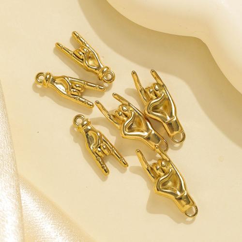 Bijoux pendentifs en acier inoxydable , Acier inoxydable 304, main, Placage de couleur d'or, DIY, doré, 10PC/sac, Vendu par sac
