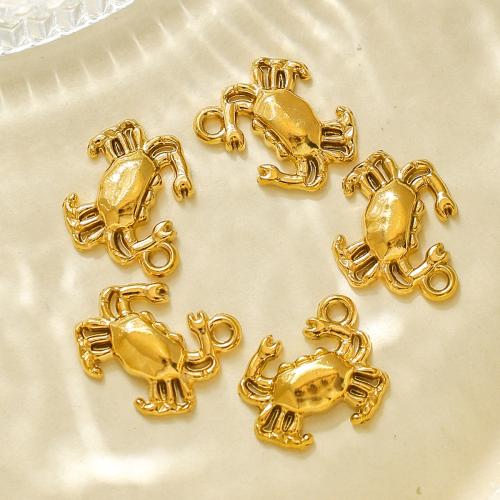 Acier inoxydable animaux Pendentifs, Acier inoxydable 304, crabe, Placage de couleur d'or, DIY, doré, 10PC/sac, Vendu par sac