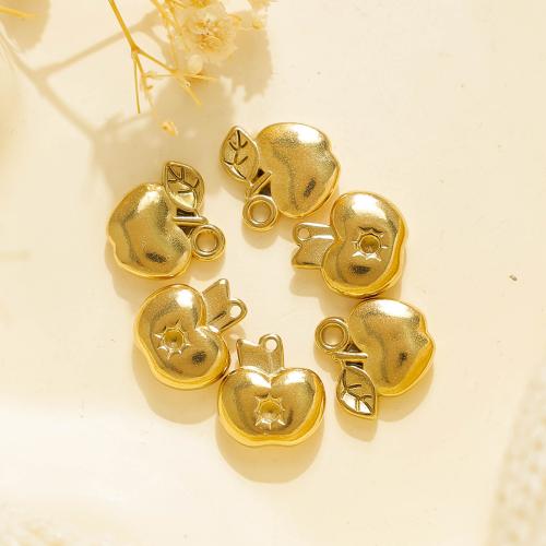 Bijoux pendentifs en acier inoxydable , Acier inoxydable 304, pomme, Placage de couleur d'or, DIY, doré, 10PC/sac, Vendu par sac