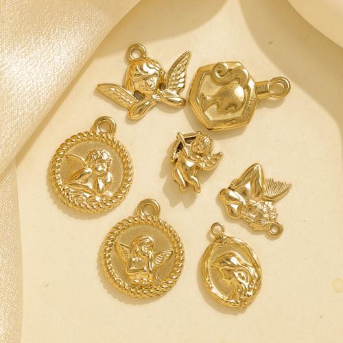 Bijoux pendentifs en acier inoxydable , Acier inoxydable 304, Placage, DIY, doré, 10PC/sac, Vendu par sac