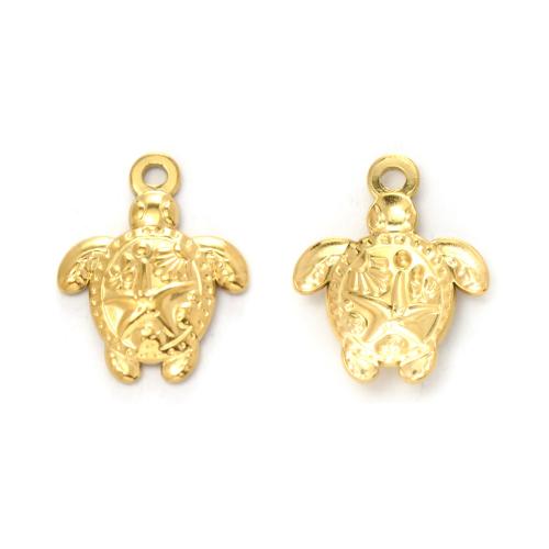Acier inoxydable animaux Pendentifs, Acier inoxydable 304, tortue, Placage de couleur d'or, DIY, doré, 10PC/sac, Vendu par sac