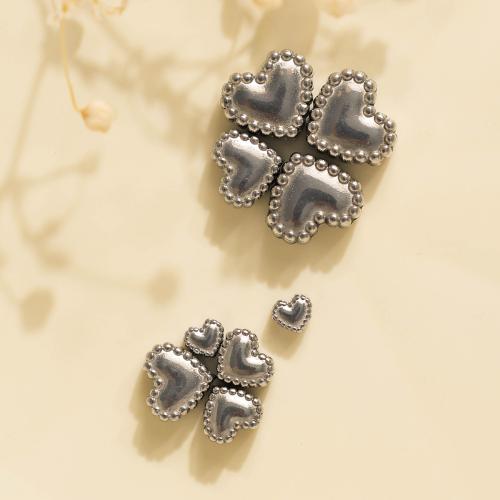 Stainless Steel Beads, 304 Stainless Steel, Heart, silver color plated, DIY, silver color, 10PCs/Bag, Sold By Bag