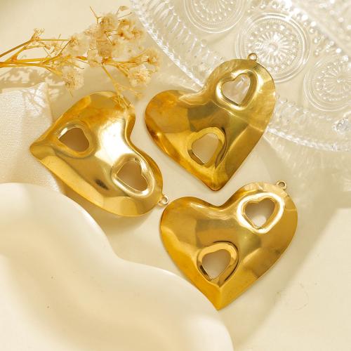 Stainless Steel Heart Pendants, 304 Stainless Steel, gold color plated, DIY, golden, 10PCs/Bag, Sold By Bag