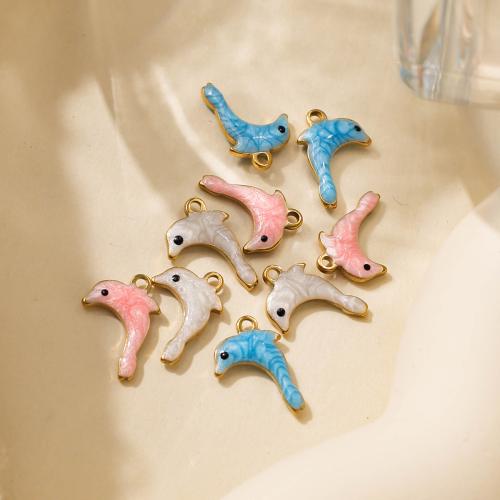 Stainless Steel Animal Pendants, 304 Stainless Steel, Dolphin, plated, DIY & enamel, more colors for choice, 10PCs/Bag, Sold By Bag