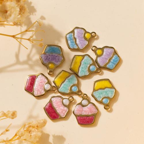 Stainless Steel Pendants, 304 Stainless Steel, Cake, plated, DIY & enamel, more colors for choice, 10PCs/Bag, Sold By Bag