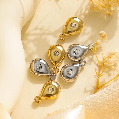 Stainless Steel Pendants, 304 Stainless Steel, Teardrop, plated, DIY & micro pave cubic zirconia, more colors for choice, 10PCs/Bag, Sold By Bag
