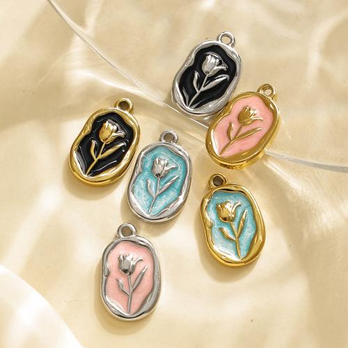 Stainless Steel Flower Pendant, 304 Stainless Steel, plated, DIY & enamel, more colors for choice, 10PCs/Bag, Sold By Bag
