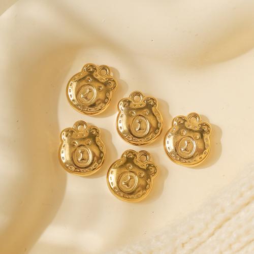 Stainless Steel Animal Pendants, 304 Stainless Steel, Bear, gold color plated, DIY, golden, 10Strands/Bag, Sold By Bag