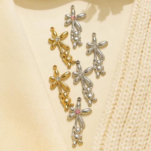 Stainless Steel Pendants, 304 Stainless Steel, plated, DIY & micro pave cubic zirconia, more colors for choice, 10PCs/Bag, Sold By Bag