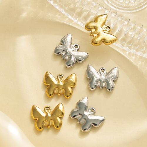 Acier inoxydable animaux Pendentifs, Acier inoxydable 304, papillon, Placage, DIY, plus de couleurs à choisir, 10PC/sac, Vendu par sac