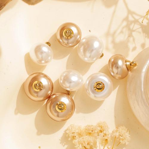 Pendentifs en plastique, Acier inoxydable 304, avec perle de plastique, Plat rond, Placage, DIY, plus de couleurs à choisir, 10PC/sac, Vendu par sac