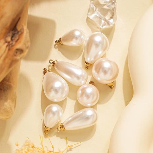 Pendentifs en plastique, perle de plastique, avec Acier inoxydable 304, larme, Placage, DIY, plus de couleurs à choisir, 10PC/sac, Vendu par sac
