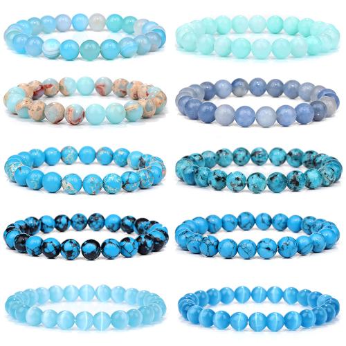 Gemstone Bracelet, Round, handmade, different materials for choice & Unisex, beads length 8mm, Length:Approx 7.5 Inch, Sold By PC