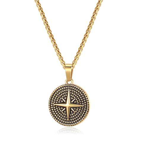 Pendentifs en titane, Acier titane, Plat rond, Placage de couleur d'or, unisexe & styles différents pour le choix, 19x17x2mm, Vendu par PC