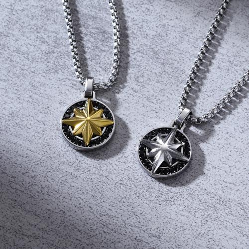 Pendentifs en titane, Acier titane, Huit Étoile, Placage, unisexe & styles différents pour le choix & avec strass, 26x18x5mm, Vendu par PC