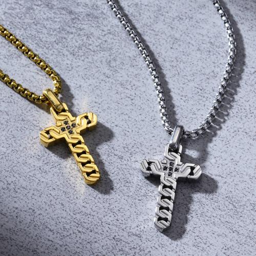 Pendentifs en titane, Acier titane, croix, Placage, unisexe & styles différents pour le choix & avec strass, 34x19x3mm, Vendu par PC