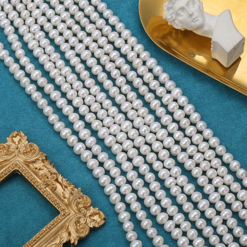 Naturel d'eau douce perles, perle d'eau douce cultivée, ellipse, DIY, blanc, 4-5mm, Vendu par brin
