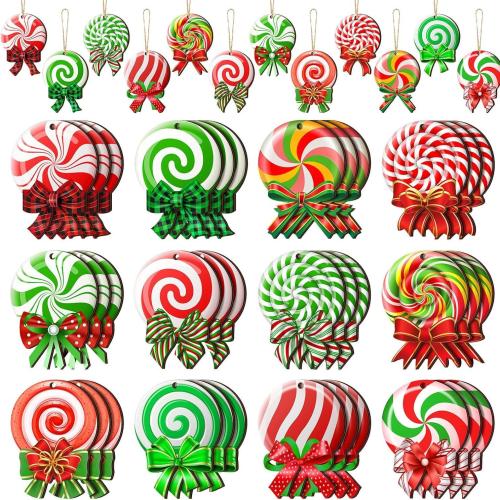 Wood Christmas Hanging Ornaments, fashion jewelry, more colors for choice, 12PCs/Set, Sold By Set