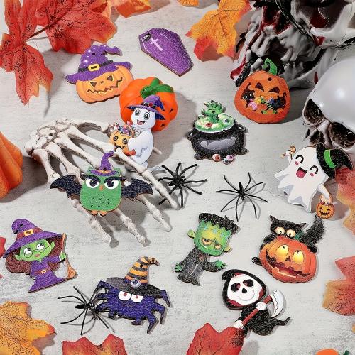 décoration d'Halloween, bois, bijoux de mode, plus de couleurs à choisir, 12ensemblessérie/fixé, Vendu par fixé