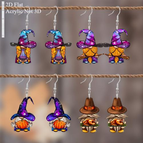 Acrylic Drop Earring, printing, fashion jewelry, more colors for choice, 4Pairs/Set, Sold By Set