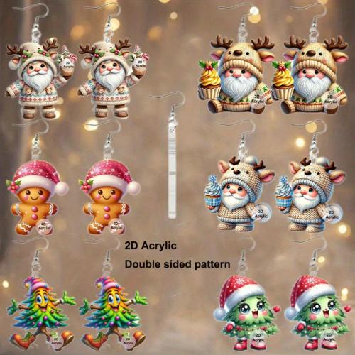 Christmas Earrings, Acrylic, printing, fashion jewelry, more colors for choice, Sold By Pair