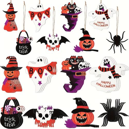 décoration d'Halloween, bois, bijoux de mode, plus de couleurs à choisir, 8PC/fixé, Vendu par fixé