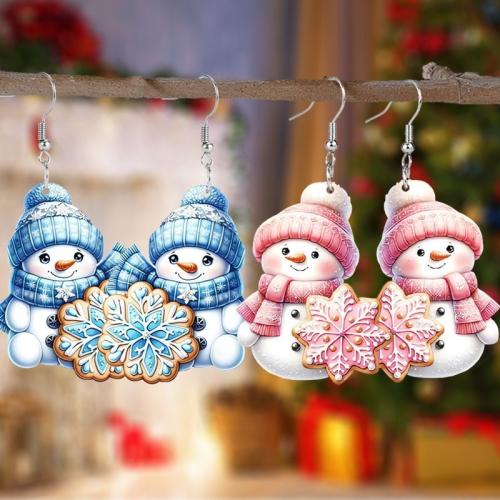 Christmas Earrings, Acrylic, printing, fashion jewelry, more colors for choice, Sold By Pair