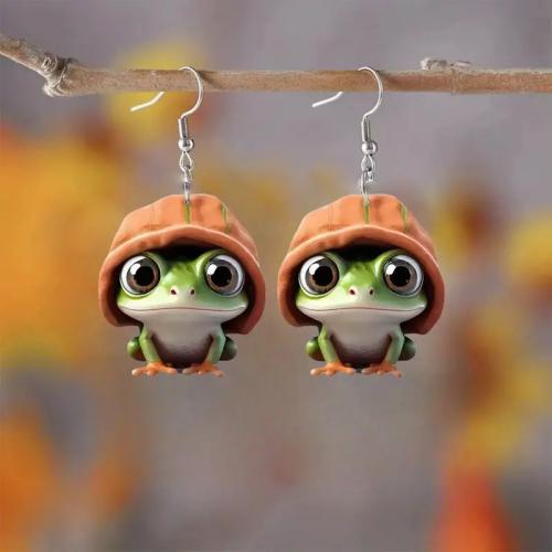 Acrylic Jewelry Earring, printing, fashion jewelry, more colors for choice, Sold By Pair
