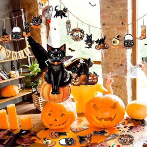 décoration d'Halloween, bois, bijoux de mode, plus de couleurs à choisir, 12PC/fixé, Vendu par fixé